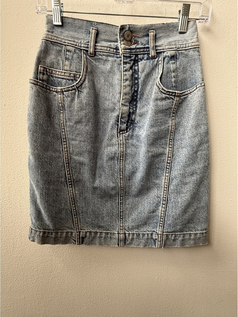 Vintage 90s Guess Georges Marciano Denim Mini Skirt USA Made Cotton Size 27